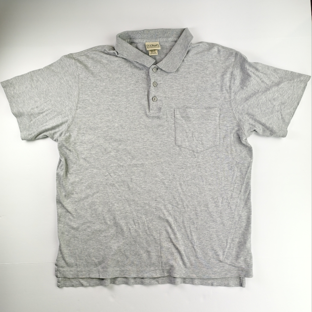 L.L. Bean Men's M Heather Gray Polo Shirt Everyday Casual Essential